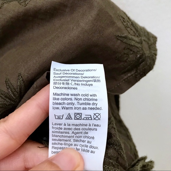 NEW Madewell olive embroidered bubble sleeve shirt - Picture 6 of 8